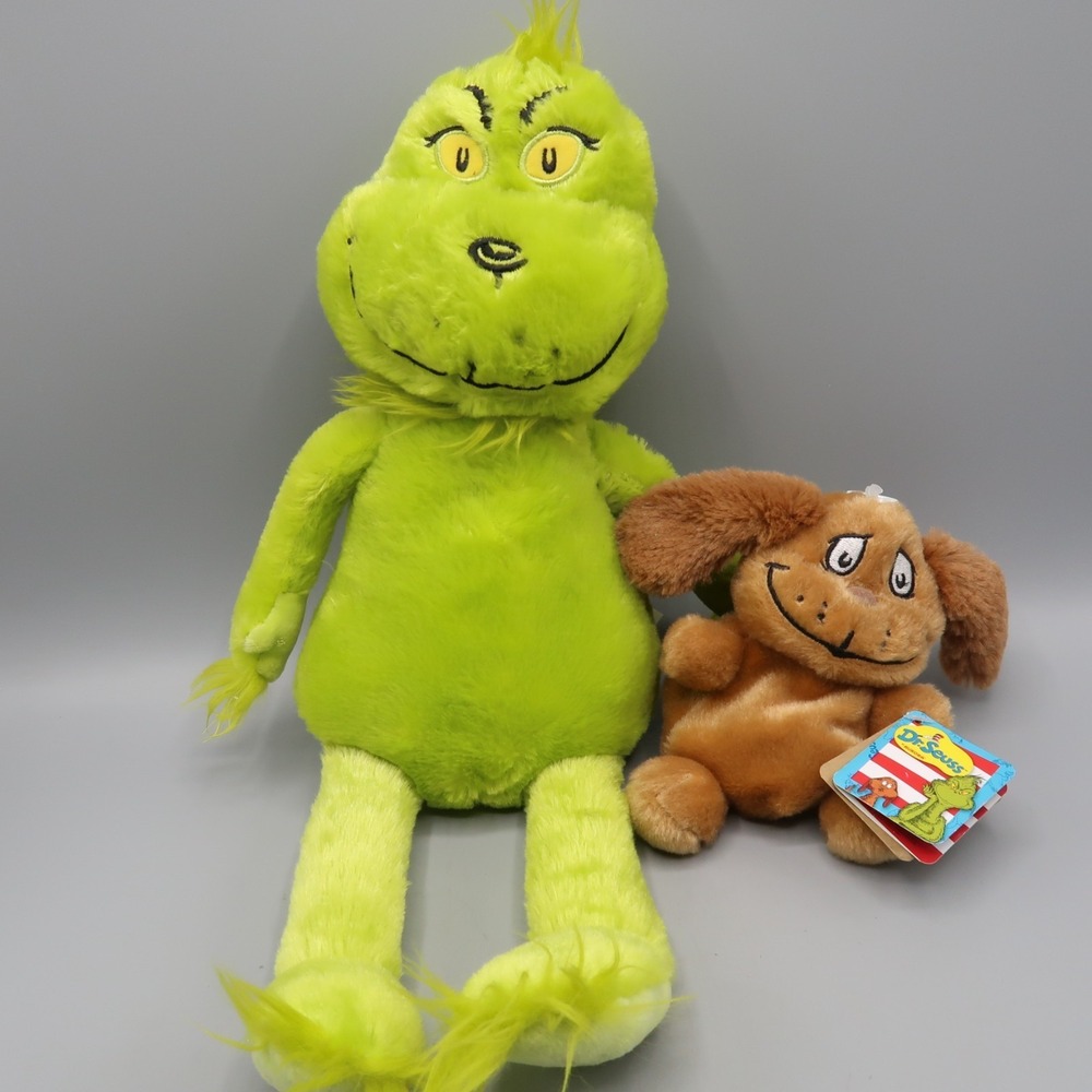 Kohl's Cares 17" Grinch & Max Who Stole Christmas Stuffed Animal Plush‎ Toy Lot